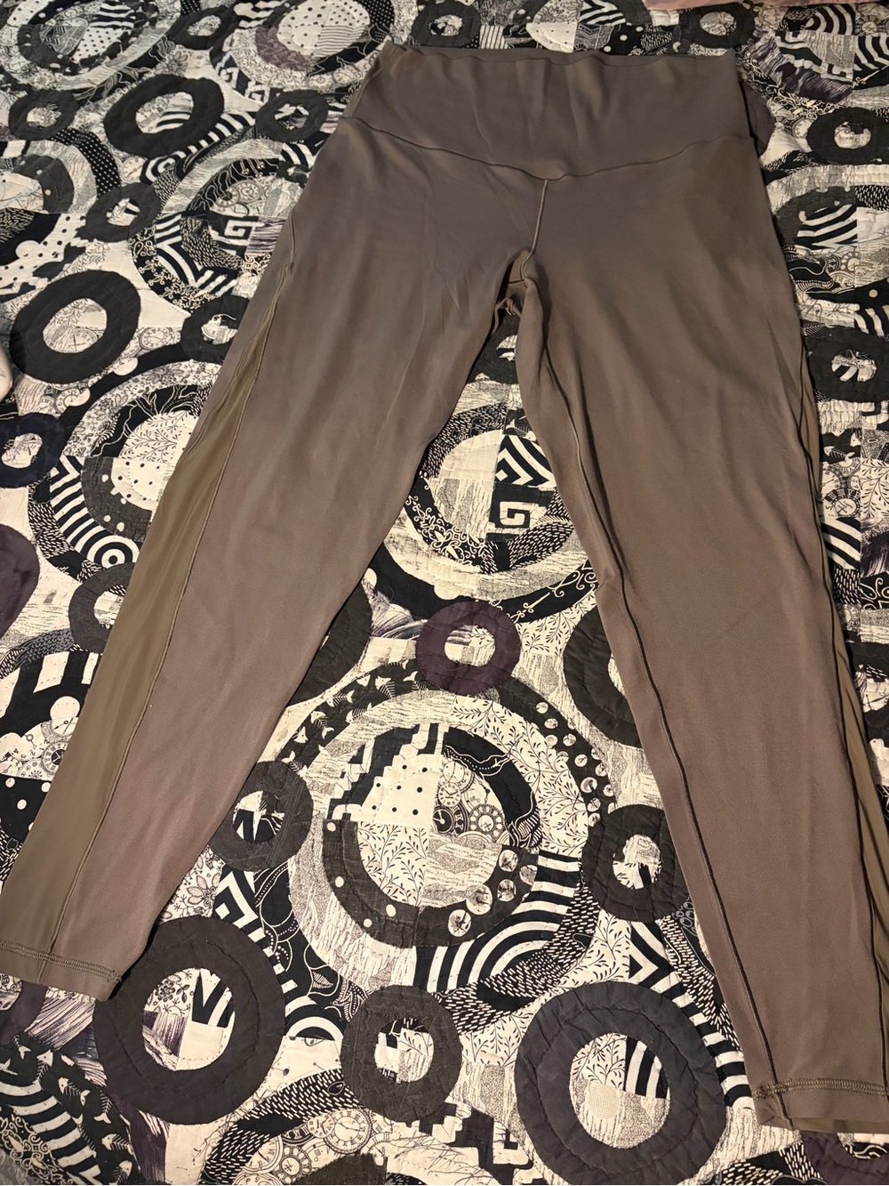 Aerie OFFLINE Real Me High Rise 7/8 Leggings XL Taupe Mesh Panel Activewear